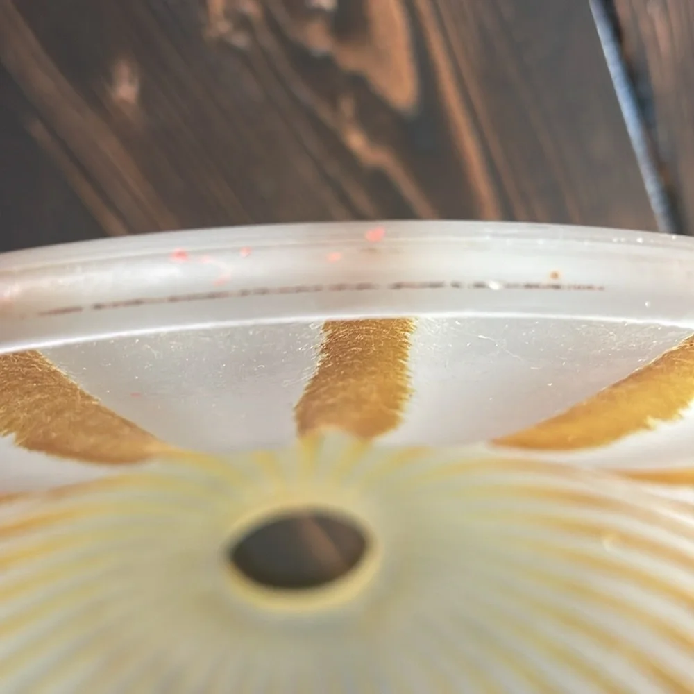 Vintage Frosted Glass Globe with Amber Stripes